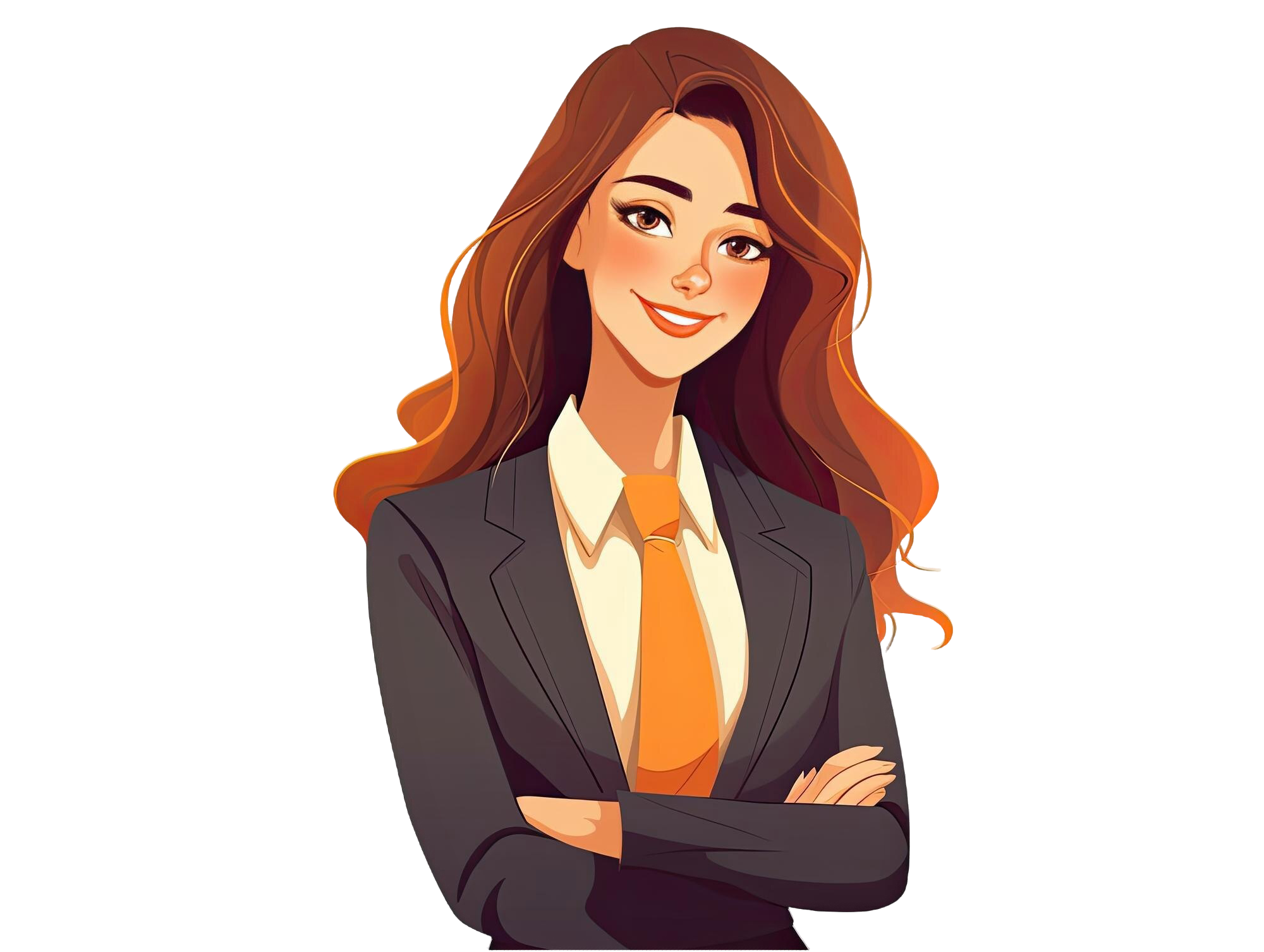 2d-illustration-beautiful-business-woman-girl-female-cartoon-flat-style-simple-logo-generative-ai-4